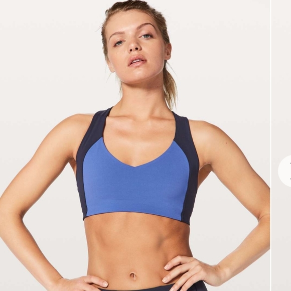 lululemon athletica Tops - Lululemon Sweat Times Bra Moroccan Blue / Midnight Navy